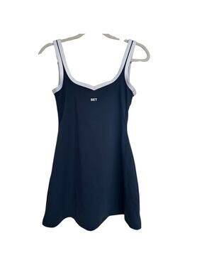 SET Active Navy White Sweetheart Neck Mini Sportsbody Active Dress Size Small
